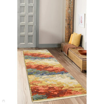 Nomad Blends Modern Abstract Painterly Textured Low Profile Wool Blend Loop Pile Multicolour Runner-Melrose-Rug Love - The Most Loved Rug Store
